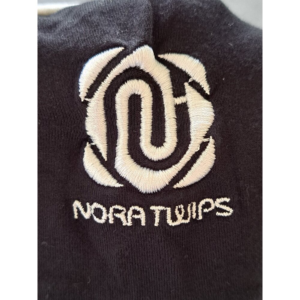 Nora Twips Womens Button-Down Black Nightshirt Pajama Embroidered Logo Medium - Picture 2 of 8
